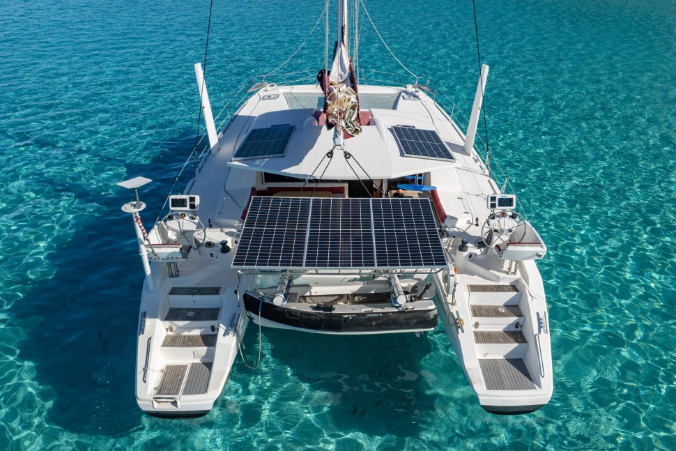 catana 50 dualaseas 05 bow aerial solar panels